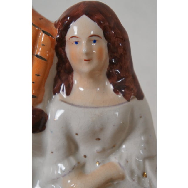 Ceramic Antique Late 19th Century Staffordshire Porcelain Figurine Faux Clock Scottish Couple For Sale - Image 7 of 13