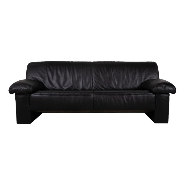 Black Leather Three-Seater Sofa from Koinor For Sale