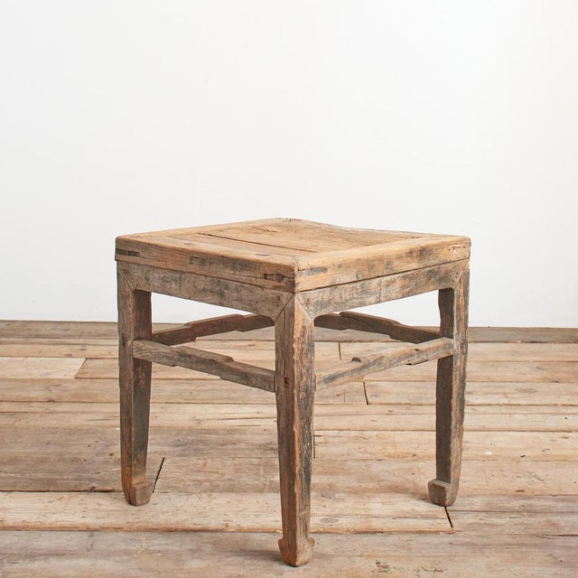 Antique Rustic Bedside Lamp Table -B A charming square wooden elm bedside or lamp table. The legs have attractive...