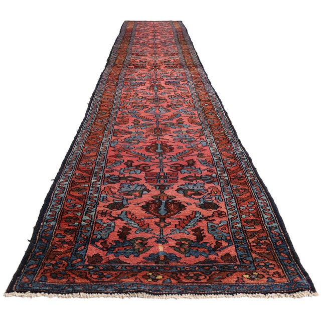 Victorian Pink Antique Persian Lilihan Rug Runner, 02'07 X 20'01 For Sale - Image 3 of 10