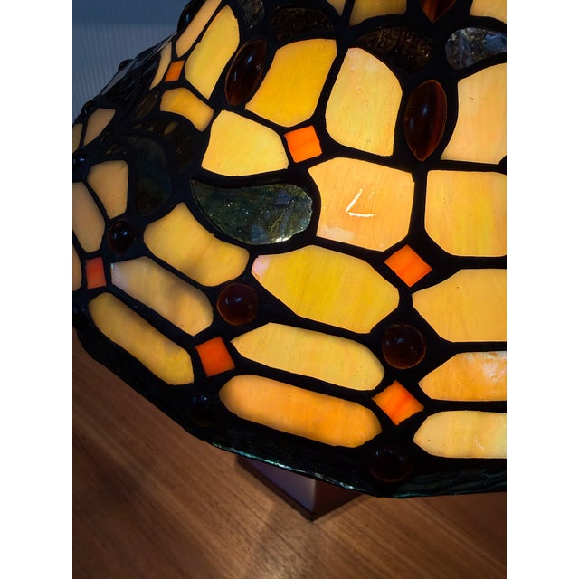 Glass Stained Glass Tiffany Inspired Table Lamp For Sale - Image 7 of 12