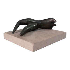 Richard Kozlow Untitled 1996 Figurative Green Bronze Sculpture on Cement Base