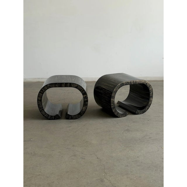 Vintage Cerused Scroll Side Tables- Pair For Sale - Image 4 of 17