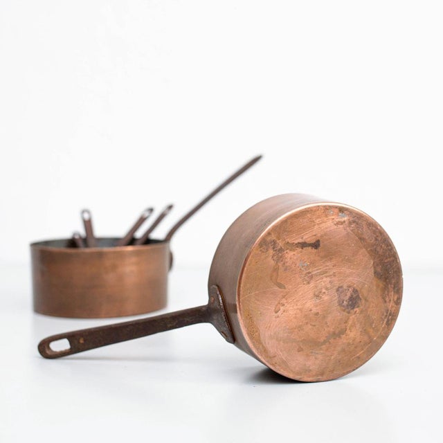 Gold Vintage Spanish Brass Pots, 1950, Set of 6 For Sale - Image 8 of 16