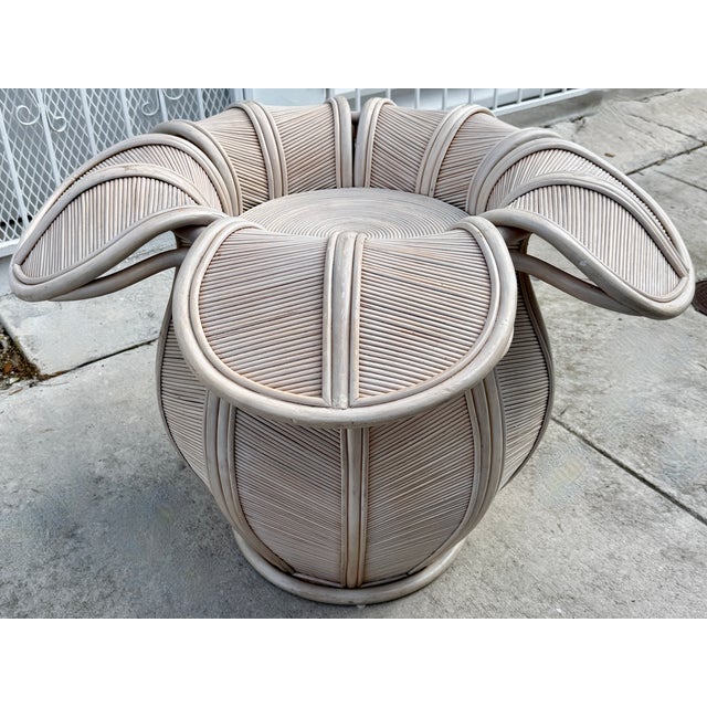 Gabriella Crespi Pencil Reed Rattan Bell Flower Dining Table From 80's For Sale - Image 4 of 14