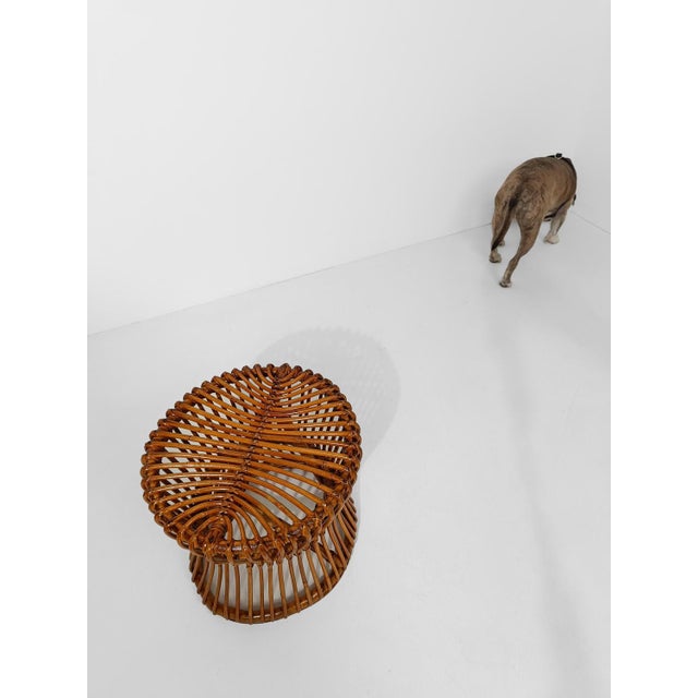 Wood Mid-Century Italian Modern Stool or Side Table in Cane, Rattan & Wicker in the style of Franco Albini, 1950s For Sale - Image 7 of 18