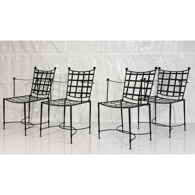 2000 - 2009 Set of Four Mario Papperzini for Janus Et Cie Wrought Iron Dining Armchairs, Attributed For Sale - Image 5 of 18