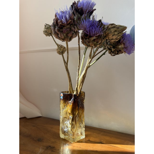 Mid-Century Modern Amber Kallio Brutalist Art Glass Vase by Kaj Blomqvist for Kumela, Finland, 1970s For Sale - Image 3 of 17