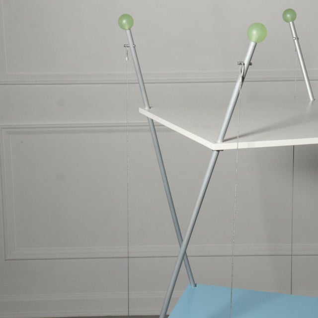 Memphis 1990s Memphis Style Toned Three Tier Suspension Etagere For Sale - Image 3 of 8