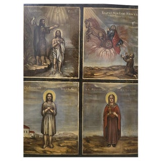19th Century Orthodox Icon The Baptism of Christ, 1860 For Sale