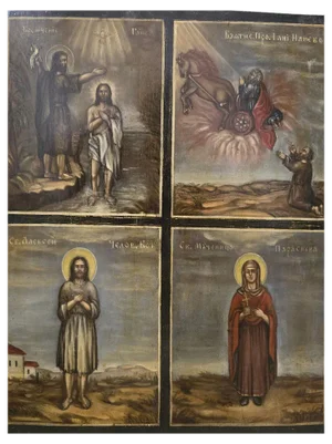19th Century Orthodox Icon The Baptism of Christ, 1860