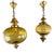 20th Century Amber Blown Glass Lantern Pendant Lights, Set of 2 For Sale