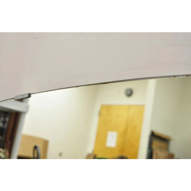 White Vintage Rway Mid Century Modern Minimalist Glass Rectangular Bowed Wall Mirror For Sale - Image 8 of 11