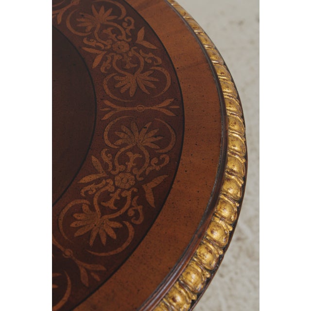 Maitland Smith Mahogany Inlaid Pedestal Round End Table For Sale - Image 12 of 13
