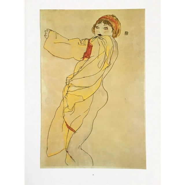 Artist: Egon Schiele Country: Austria Title: Seated woman with yellow dress and orange hair band Medium: Offset – 18...