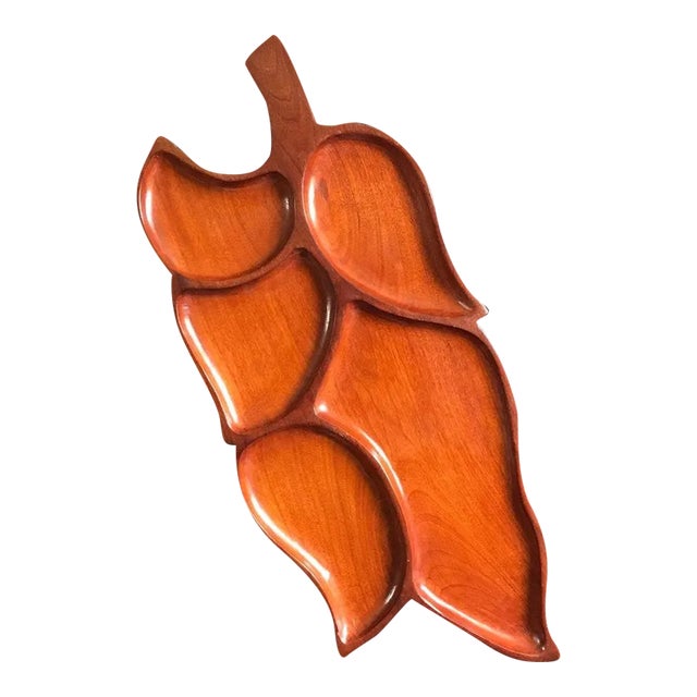 Vintage Mid-Century Large Wood Serving Tray For Sale