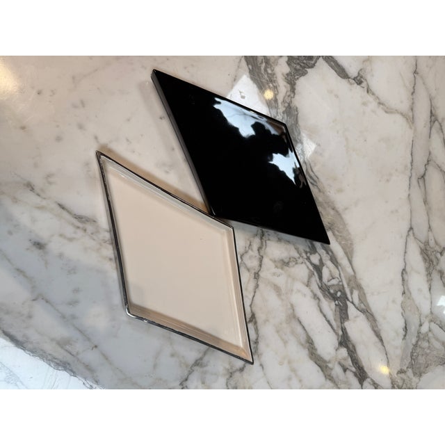 Ceramic Ferdinando Loffredo Black & White Geometric Ceramic Catchall Dish For Sale - Image 7 of 8