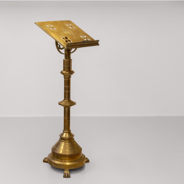Late Victorian Brass Standing Church Gothic Lectern For Sale - Image 9 of 18