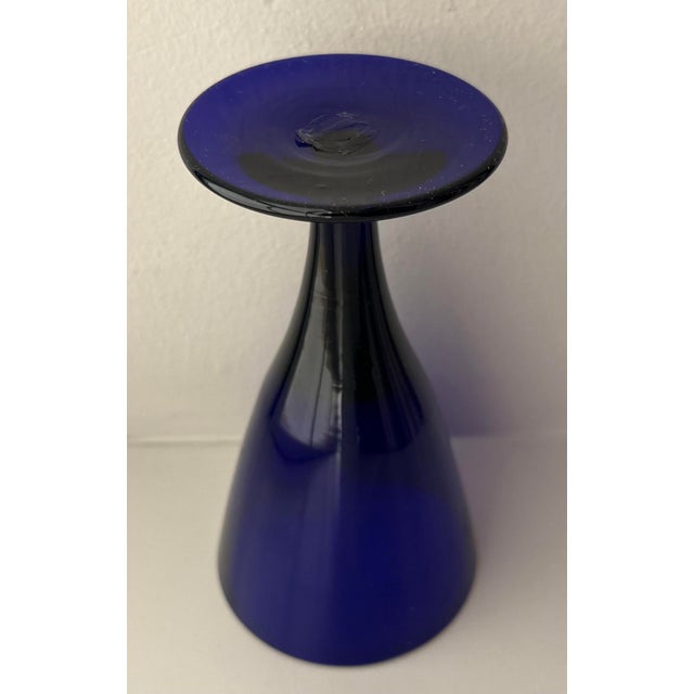 Antique Early 19th Century English George III Blue Cobalt Wine Glasses - Set of 4 For Sale - Image 16 of 18