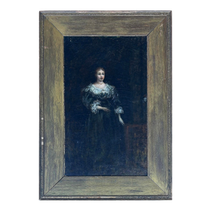 19th Century English Oil Painting on Canvas, Victorian Woman, Illegibly Signed