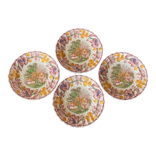 Spode Copeland Edward Duncan Rural Scenes Dinner Plates - Set of 4 Early 20th Century For Sale