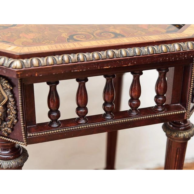 Metal Louis XVI Neoclassical Inlaid Table For Sale - Image 7 of 11