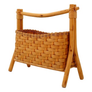 Vintage Bohemian Style Bamboo Magazine Rack, 1970s For Sale