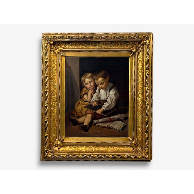 Impressionist Continental School, Children at Their Lessons, Oil on Canvas, Europe, 19th C. For Sale - Image 3 of 14