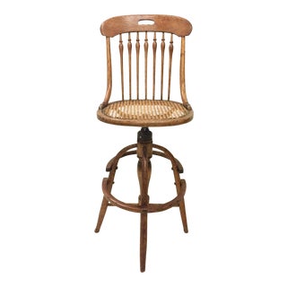 Antique Bentwood Caned Bar Stool For Sale