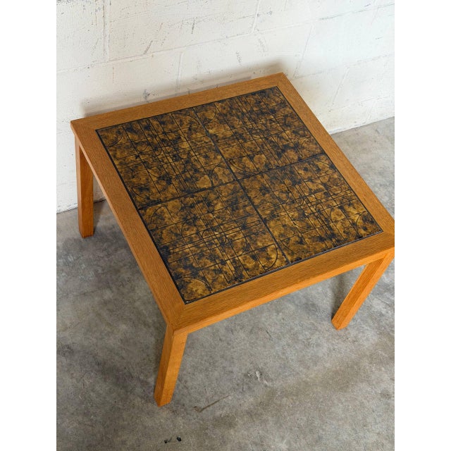 Oak Tile Top Coffee Table Danish Mid-Century Modern 1960s For Sale In Los Angeles - Image 6 of 10