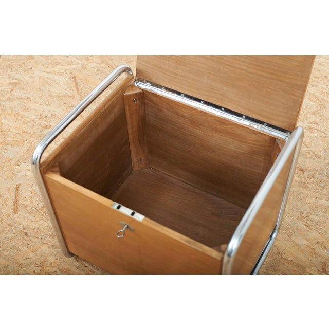 Chrome-Plated Steel Tube Bar with Walnut Body and Veneered Flap For Sale - Image 6 of 12