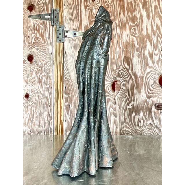 Vintage Brutalist Patinated Steel Cloaked Woman Sculpture For Sale - Image 10 of 15