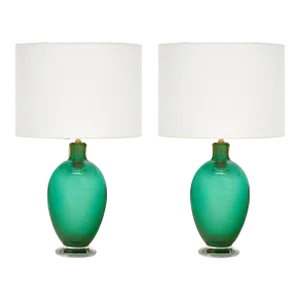 Murano Glass Green and Avventurina Lamps