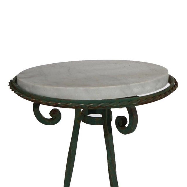 Antique Arts & Crafts Oscar Bach Style Wrought Iron & Marble Plant Stands C1920 For Sale - Image 10 of 11