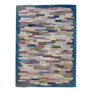 Large American Hooked Rug by George Wells With a Modern Design and Modern Colors 9'0" X 12'3" For Sale