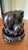 Vintage Hand Carved Elephant Family MCM Dark Wood on Pedastal For Sale - Image 4 of 11