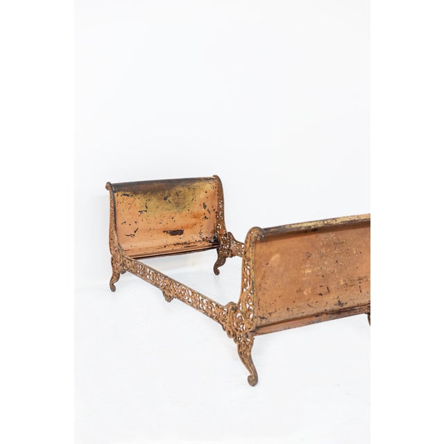 Gold Antique Industrial Single Bed in Wrought Iron, 1890s For Sale - Image 8 of 14