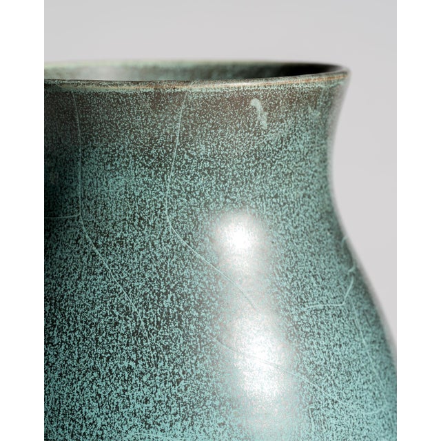 Art Deco Bauhaus Studio Stoneware Vases in Turquoise Reduction Glaze by Richard Uhlemeyer, Germany, 1940s, Set of 2 For Sale - Image 12 of 18