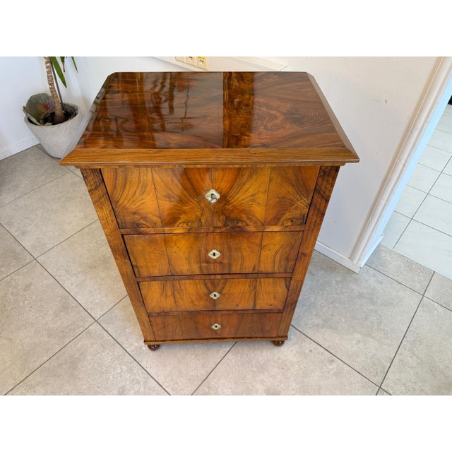 Biedermeier Week Chest in Walnut For Sale - Image 10 of 12