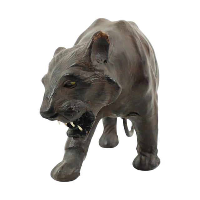 Mid-Century Leather & Papier-Mâché Panther Sculpture, 1940s For Sale - Image 3 of 12
