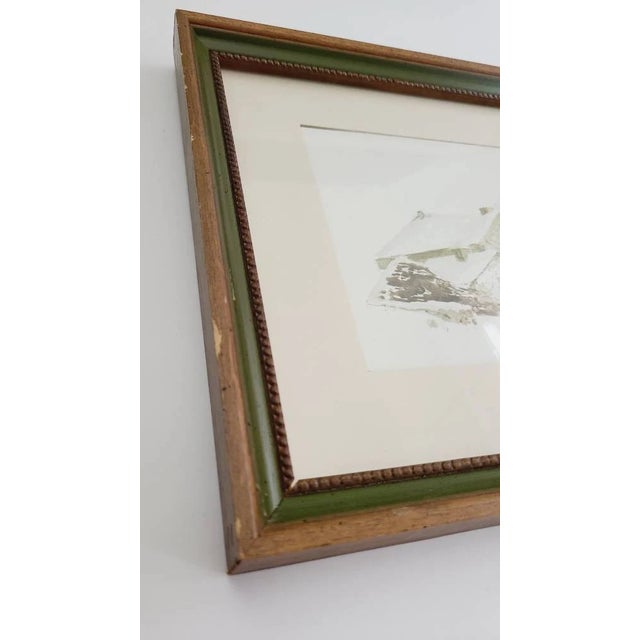 Late 20th Century Art Print Landscape of Old Farm House in Snow With Wreath on Door For Sale - Image 9 of 10