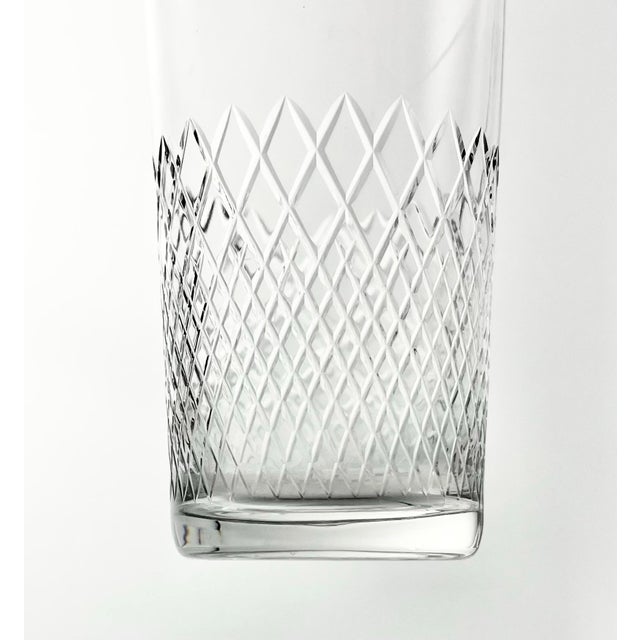 1950s Vintage Mid-Century 7 Highball Tumbler Glasses Criss-Cross X Fishnet Cuts For Sale In Dallas - Image 6 of 6