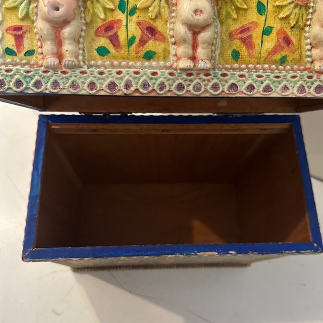 1980s Folk Art Figurative Storage Box For Sale - Image 9 of 12