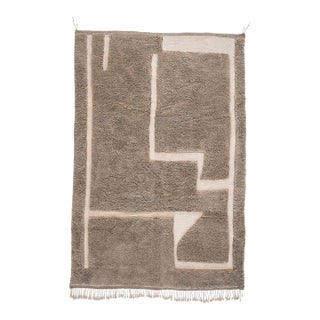 Bold Zigzag Hand-Knotted Moroccan Wool Rug | 10'5" X 6'10" | One of a Kind For Sale