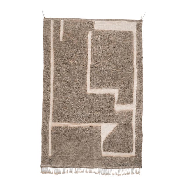 Bold Zigzag Hand-Knotted Moroccan Wool Rug | 10'5" X 6'10" | One of a Kind For Sale