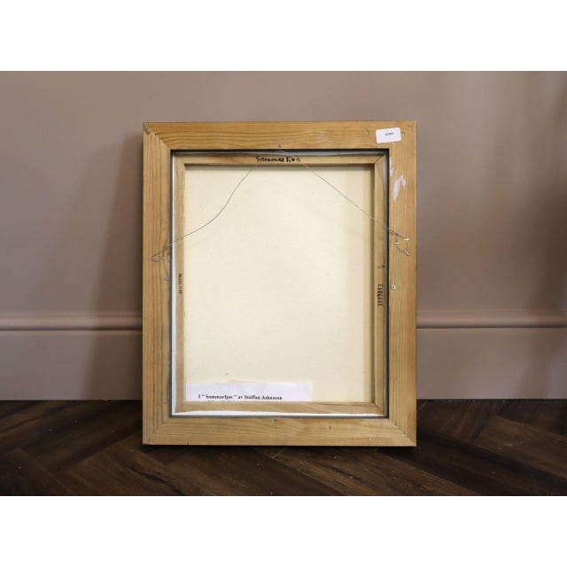 Mid-Century Modern 'Blue Interlude' Vintage Swedish Original Abstract Oil Painting, Framed For Sale - Image 13 of 13