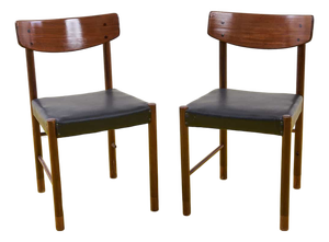 Vintage Wooden and Synthetic Leather Chairs, Set of 2