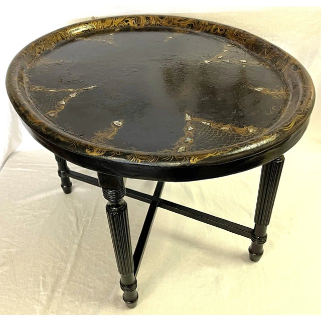 Early 20th Century Papier Mâché Tray Table With MotherOfPearl Inlay
