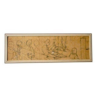 Gabriele Galantara, The Market, Drawing in Pencil, 1907 For Sale