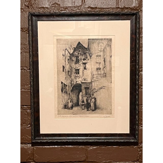 Mid 20th Century Kurt Peiser Signed Original Etching Vieille Cour Artist Proof Framed Belgian Art For Sale In San Francisco - Image 6 of 6